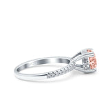 Art Deco Wedding Engagement Bridal Ring Half Eternity Round Simulated Cubic Zirconia 925 Sterling Silver