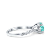 Art Deco Wedding Engagement Bridal Ring Half Eternity Round Simulated Cubic Zirconia 925 Sterling Silver