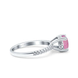 Art Deco Wedding Engagement Bridal Ring Half Eternity Round Simulated Cubic Zirconia 925 Sterling Silver