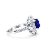 Halo Vintage Style Art Deco Solitaire Accent Cushion Wedding Engagement Ring Round Simulated Cubic Zirconia 925 Sterling Silver