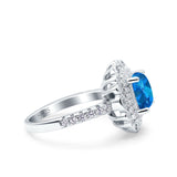 Halo Vintage Style Art Deco Solitaire Accent Cushion Wedding Engagement Ring Round Simulated Cubic Zirconia 925 Sterling Silver