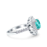 Halo Vintage Style Art Deco Solitaire Accent Cushion Wedding Engagement Ring Round Simulated Cubic Zirconia 925 Sterling Silver
