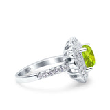 Halo Vintage Style Art Deco Solitaire Accent Cushion Wedding Engagement Ring Round Simulated Cubic Zirconia 925 Sterling Silver