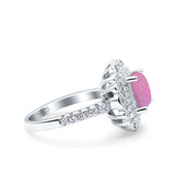 Halo Vintage Style Art Deco Solitaire Accent Cushion Wedding Engagement Ring Round Simulated Cubic Zirconia 925 Sterling Silver