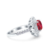 Halo Vintage Style Art Deco Solitaire Accent Cushion Wedding Engagement Ring Round Simulated Cubic Zirconia 925 Sterling Silver