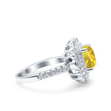 Halo Vintage Style Art Deco Solitaire Accent Cushion Wedding Engagement Ring Round Simulated Cubic Zirconia 925 Sterling Silver