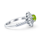 Halo Vintage Style Art Deco Solitaire Accent Wedding Engagement Ring Round Simulated Cubic Zirconia 925 Sterling Silver