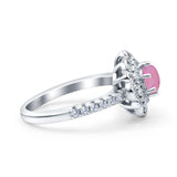 Halo Vintage Style Art Deco Solitaire Accent Wedding Engagement Ring Round Simulated Cubic Zirconia 925 Sterling Silver