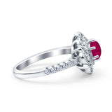 Halo Vintage Style Art Deco Solitaire Accent Wedding Engagement Ring Round Simulated Cubic Zirconia 925 Sterling Silver