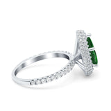 Teardrop Pear Art Deco Vintage Engagement Ring Round Simulated Cubic Zirconia 925 Sterling Silver