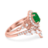 Marquise Art Deco Band Wedding Engagement Bridal Ring Oval Accent Vintage Round Simulated Cubic Zirconia 925 Sterling Silver