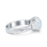 Art Deco Engagement Bridal Ring Hexagon Round Simulated Cubic Zirconia 925 Sterling Silver
