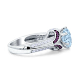 Split Shank Halo Oval Wedding Engagement Ring Black Round Simulated Cubic Zirconia 925 Sterling Silver