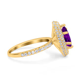 Halo Art Deco Marquise Wedding Bridal Ring Round Simulated Cubic Zirconia 925 Sterling Silver