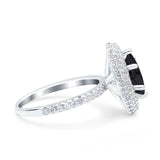 Halo Art Deco Marquise Wedding Bridal Ring Round Simulated Cubic Zirconia 925 Sterling Silver