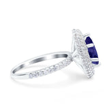 Halo Art Deco Marquise Wedding Bridal Ring Round Simulated Cubic Zirconia 925 Sterling Silver