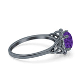 Halo Art Deco Wedding Engagement Ring Round Simulated Cubic Zirconia 925 Sterling Silver