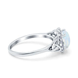Halo Art Deco Wedding Engagement Ring Round Simulated Cubic Zirconia 925 Sterling Silver