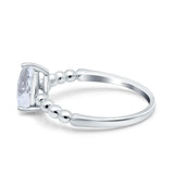 Teardrop Art Deco Pear Wedding Engagement Ring Round Simulated Cubic Zirconia 925 Sterling Silver