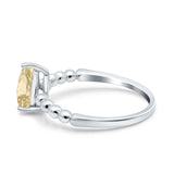 Teardrop Art Deco Pear Wedding Engagement Ring Round Simulated Cubic Zirconia 925 Sterling Silver