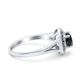 Celtic Halo Art Deco Wedding Engagement Ring Round Simulated Cubic Zirconia 925 Sterling Silver