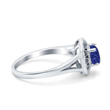Celtic Halo Art Deco Wedding Engagement Ring Round Simulated Cubic Zirconia 925 Sterling Silver