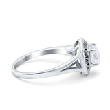 Celtic Halo Art Deco Wedding Engagement Ring Round Simulated Cubic Zirconia 925 Sterling Silver