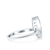 Art Deco Solitaire Accent Pear Wedding Engagement Bridal Ring Band Round Simulated Cubic Zirconia 925 Sterling Silver