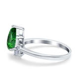 Teardrop Art Deco Pear Wedding Engagement Ring Round Simulated Cubic Zirconia 925 Sterling Silver