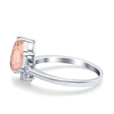 Teardrop Art Deco Pear Wedding Engagement Ring Round Simulated Cubic Zirconia 925 Sterling Silver