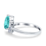 Teardrop Art Deco Pear Wedding Engagement Ring Round Simulated Cubic Zirconia 925 Sterling Silver