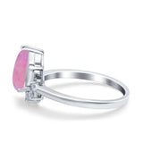 Teardrop Art Deco Pear Wedding Engagement Ring Round Simulated Cubic Zirconia 925 Sterling Silver