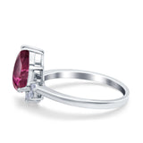 Teardrop Art Deco Pear Wedding Engagement Ring Round Simulated Cubic Zirconia 925 Sterling Silver