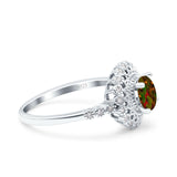 Halo Art Deco Wedding Engagement Bridal Ring Round Simulated Cubic Zirconia 925 Sterling Silver