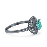 Halo Art Deco Wedding Engagement Bridal Ring Round Simulated Cubic Zirconia 925 Sterling Silver