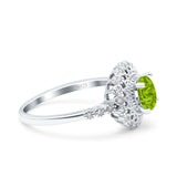 Halo Art Deco Wedding Engagement Bridal Ring Round Simulated Cubic Zirconia 925 Sterling Silver