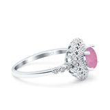 Halo Art Deco Wedding Engagement Bridal Ring Round Simulated Cubic Zirconia 925 Sterling Silver