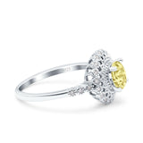 Halo Art Deco Wedding Engagement Bridal Ring Round Simulated Cubic Zirconia 925 Sterling Silver