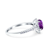 Starburst Teardrop Dainty Art Deco Pear Wedding Bridal Ring Round Simulated Cubic Zirconia 925 Sterling Silver