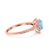 Starburst Teardrop Dainty Art Deco Pear Wedding Bridal Ring Round Simulated Cubic Zirconia 925 Sterling Silver