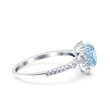Starburst Teardrop Dainty Art Deco Pear Wedding Bridal Ring Round Simulated Cubic Zirconia 925 Sterling Silver