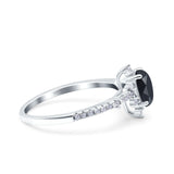 Starburst Teardrop Dainty Art Deco Pear Wedding Bridal Ring Round Simulated Cubic Zirconia 925 Sterling Silver