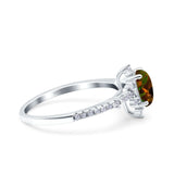 Starburst Teardrop Dainty Art Deco Pear Wedding Bridal Ring Round Simulated Cubic Zirconia 925 Sterling Silver
