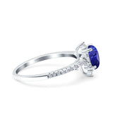 Starburst Teardrop Dainty Art Deco Pear Wedding Bridal Ring Round Simulated Cubic Zirconia 925 Sterling Silver