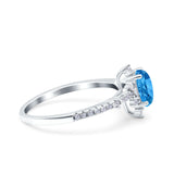 Starburst Teardrop Dainty Art Deco Pear Wedding Bridal Ring Round Simulated Cubic Zirconia 925 Sterling Silver