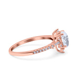 Starburst Teardrop Dainty Art Deco Pear Wedding Bridal Ring Round Simulated Cubic Zirconia 925 Sterling Silver