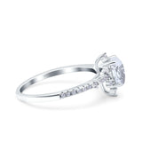 Starburst Teardrop Dainty Art Deco Pear Wedding Bridal Ring Round Simulated Cubic Zirconia 925 Sterling Silver