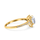 Starburst Teardrop Dainty Art Deco Pear Wedding Bridal Ring Round Simulated Cubic Zirconia 925 Sterling Silver