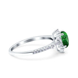 Starburst Teardrop Dainty Art Deco Pear Wedding Bridal Ring Round Simulated Cubic Zirconia 925 Sterling Silver