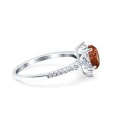 Starburst Teardrop Dainty Art Deco Pear Wedding Bridal Ring Round Simulated Cubic Zirconia 925 Sterling Silver